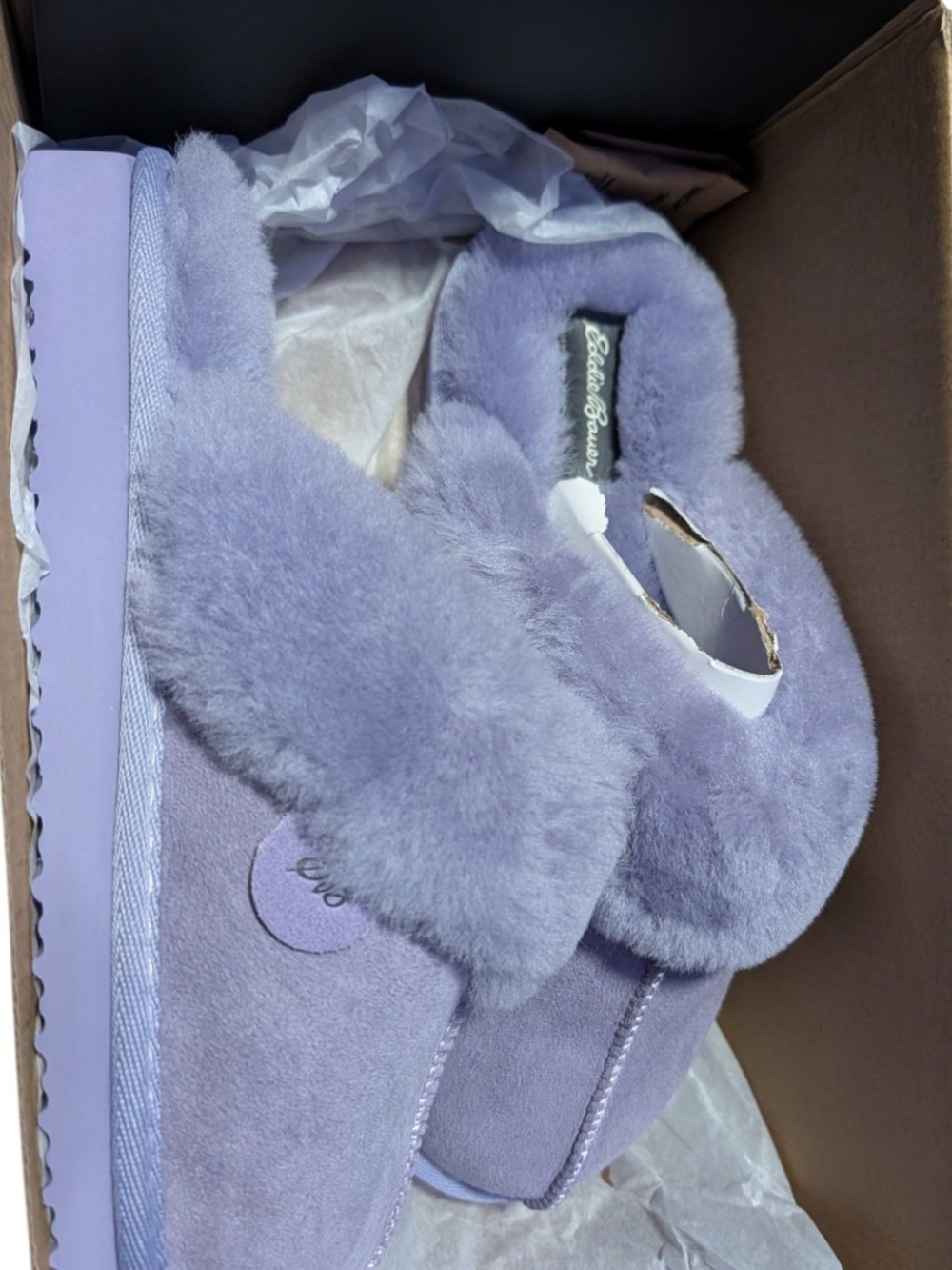 Eddie Bauer Lavender Plush Slide Slippers - NWT